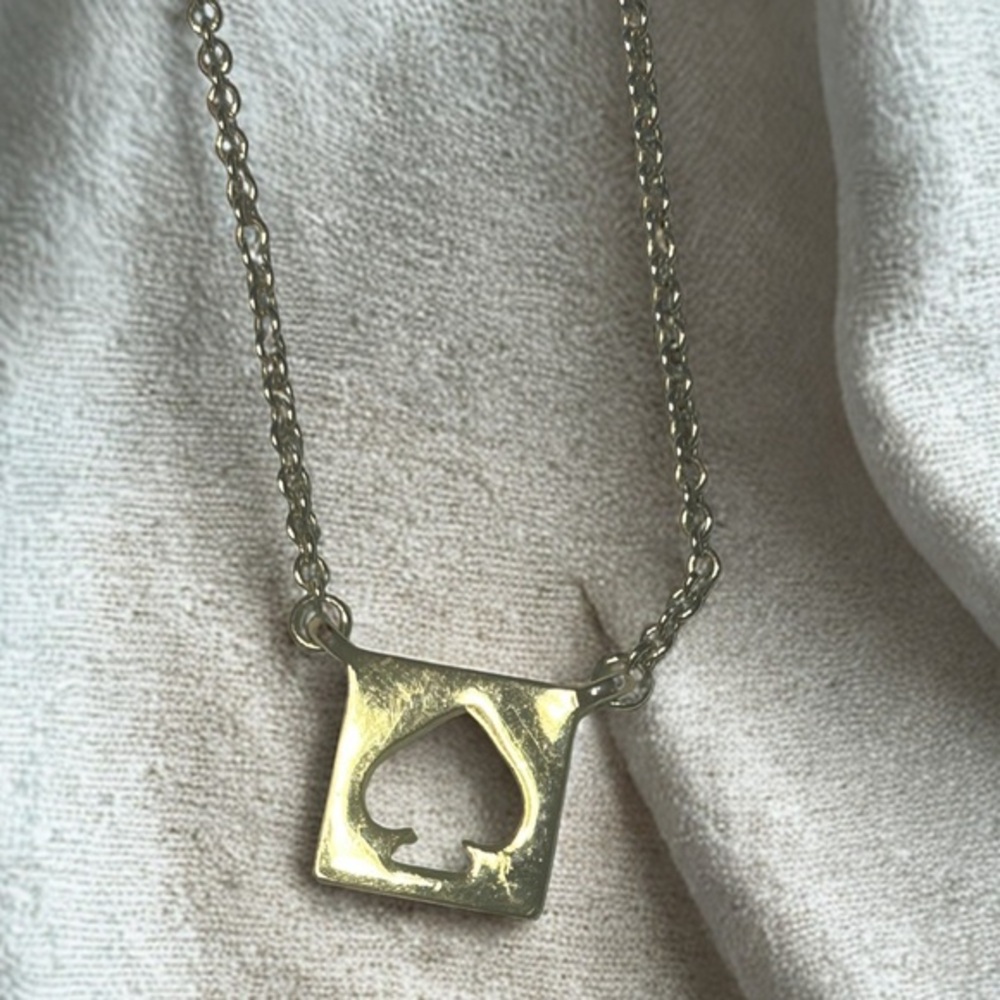 Kate Spade Gold Toned Spade Pendant Necklace Classic Designer Charm